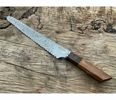 Handmade Damascus Steel Bread Knife