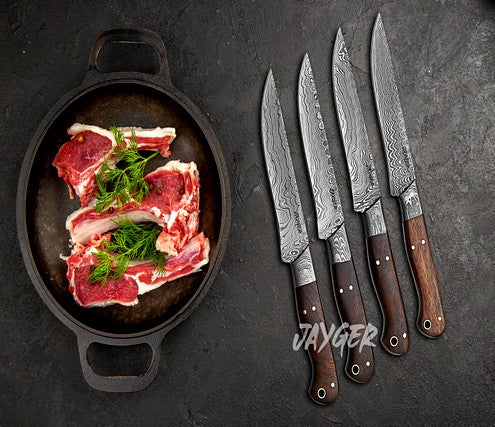 Handmade Damascus Steel Steak Knife Set